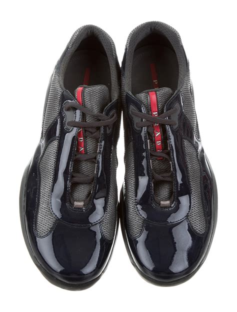 prada americas cup grey patent leather men'|Prada America's Cup patent sneakers.